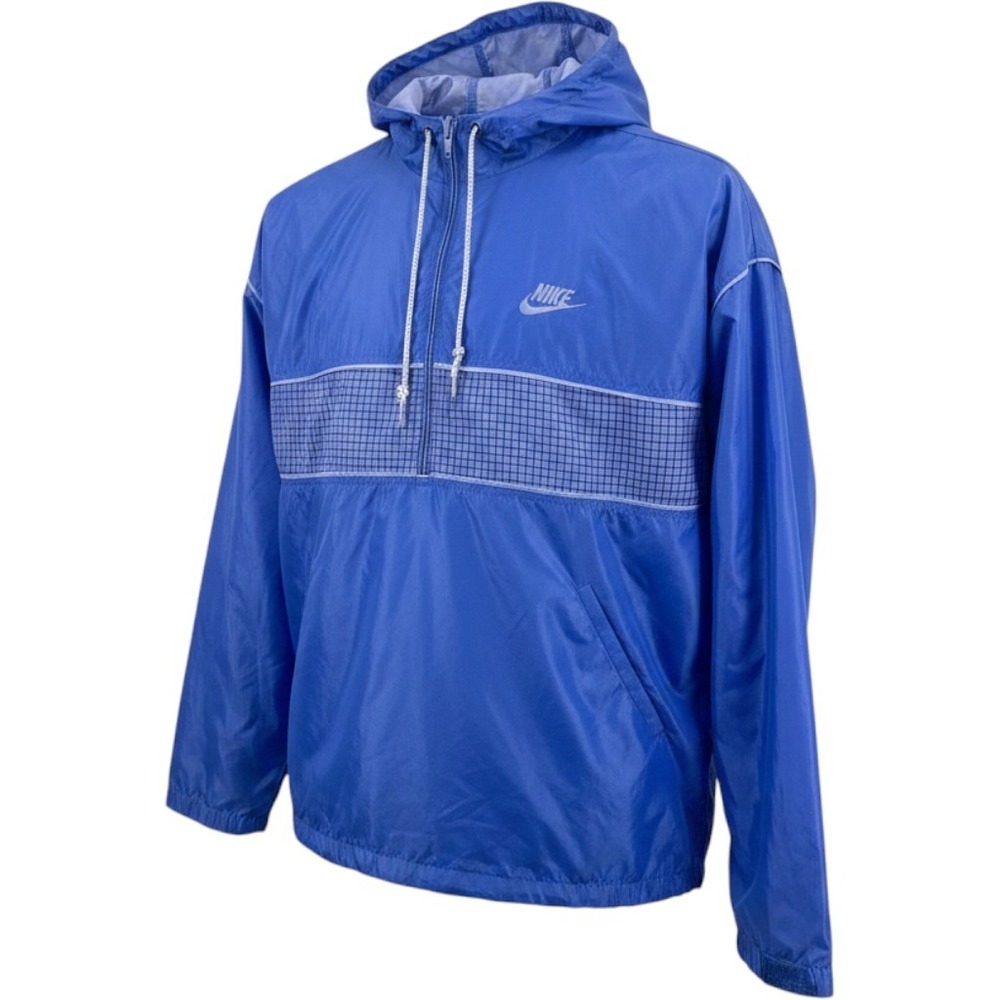 Vintage 90s Nike Windbreaker Jacket Medium Blue Grid Anorak Pullover Hooded